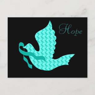 Dove of Hope Blauwgroen Ribbon - Ovarian Cancer Briefkaart