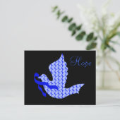 Dove of Hope Blue Ribbon - Colon Cancer Briefkaart (Staand voorkant)