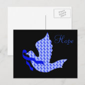 Dove of Hope Blue Ribbon - Colon Cancer Briefkaart (Voorkant / Achterkant)