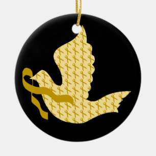 Dove of Hope Gold Ribbon - Kinderkanker Keramisch Ornament