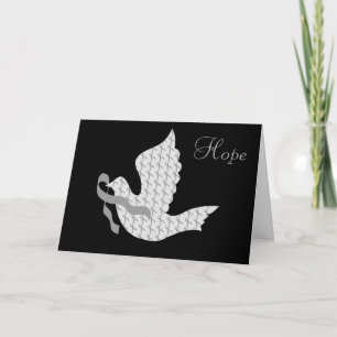 Dove of Hope Grey Ribbon Brain Cancer Tumor Feestdagen Kaart