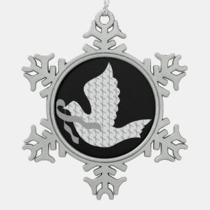 Dove of Hope Grey Ribbon - Diabetes Awareness Tin Sneeuwvlok Ornament