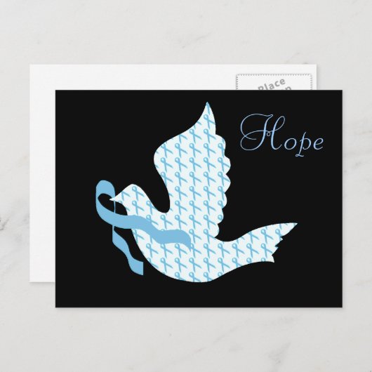 Dove of Hope Light Blue Ribbon - Prostate Cancer Briefkaart (Voorkant / Achterkant)