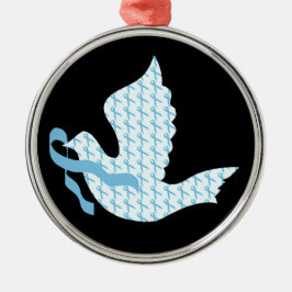 Dove of Hope Light Blue Ribbon - Prostate Cancer Metalen Ornament