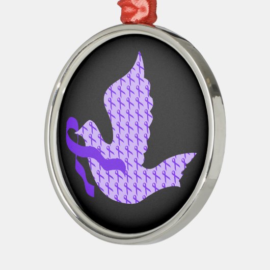 Dove of Hope Paars Ribbon - Alzheimer Metalen Ornament (Links)