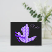 Dove of Hope Paars Ribbon - Crohn's & Colitis Briefkaart (Staand voorkant)