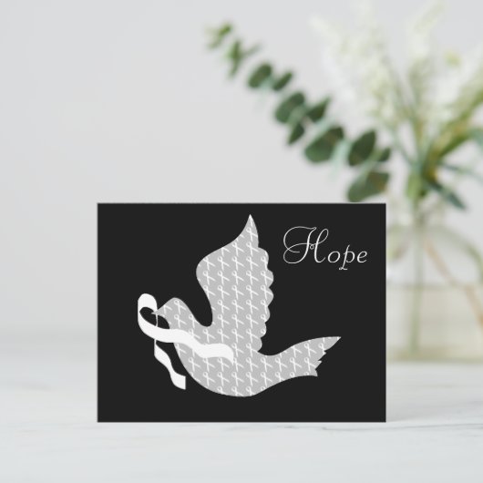 Dove of Hope White Ribbon - Lung Cancer Briefkaart (Staand voorkant)