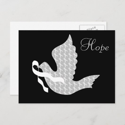 Dove of Hope White Ribbon - Lung Cancer Briefkaart (Voorkant / Achterkant)