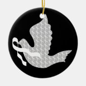 Dove of Hope White Ribbon - Lung Cancer Keramisch Ornament (Voorkant)