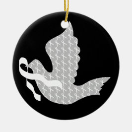 Dove of Hope White Ribbon - Lung Cancer Keramisch Ornament