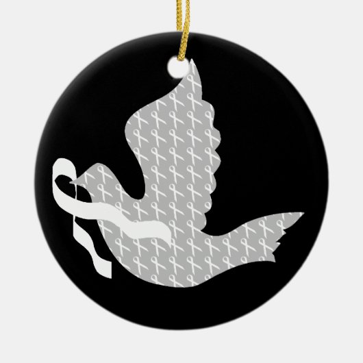 Dove of Hope White Ribbon - Lung Cancer Keramisch Ornament (Voorkant)