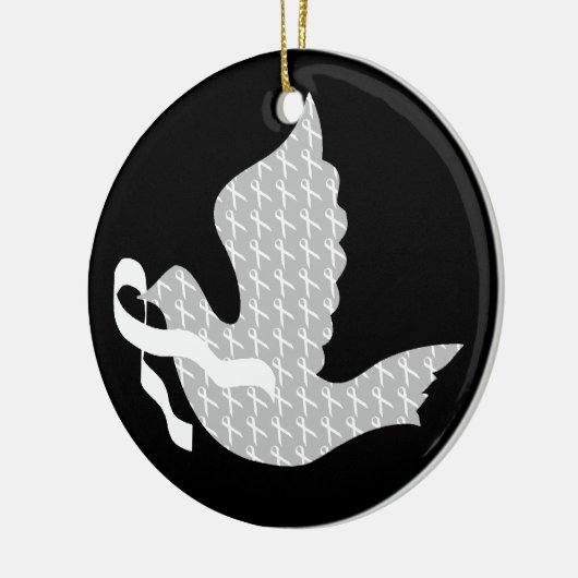 Dove of Hope White Ribbon - Lung Cancer Keramisch Ornament (Links)