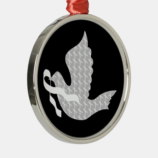 Dove of Hope White Ribbon - Lung Cancer Metalen Ornament (Rechts)