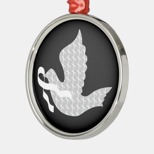 Dove of Hope White Ribbon - Lung Cancer Metalen Ornament (Links)