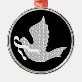 Dove of Hope White Ribbon - Lung Cancer Metalen Ornament