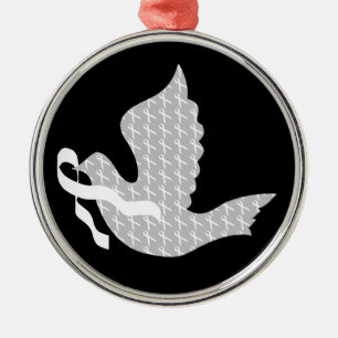 Dove of Hope White Ribbon - Lung Cancer Metalen Ornament