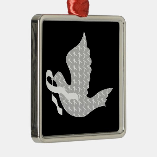 Dove of Hope White Ribbon - Lung Cancer Metalen Ornament (Rechts)