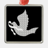 Dove of Hope White Ribbon - Lung Cancer Metalen Ornament (Voorkant)