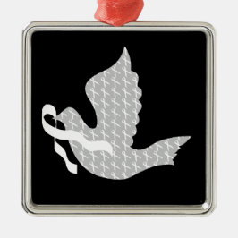 Dove of Hope White Ribbon - Lung Cancer Metalen Ornament