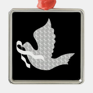 Dove of Hope White Ribbon - Lung Cancer Metalen Ornament