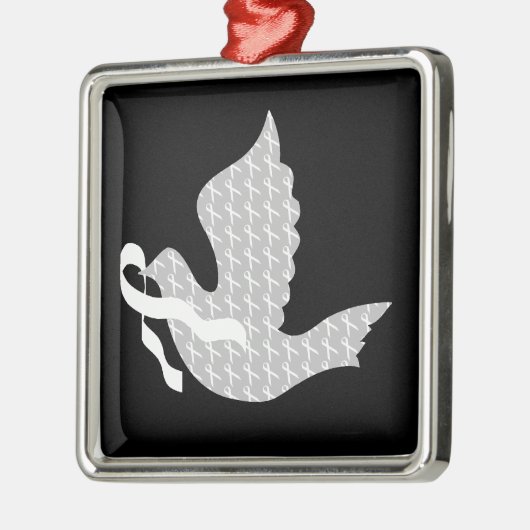 Dove of Hope White Ribbon - Lung Cancer Metalen Ornament (Links)
