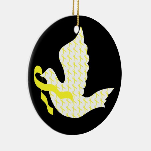Dove of Hope Yellow Ribbon - Testicular Cancer Keramisch Ornament (Rechts)