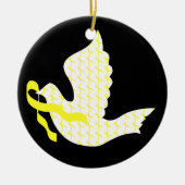 Dove of Hope Yellow Ribbon - Testicular Cancer Keramisch Ornament (Voorkant)