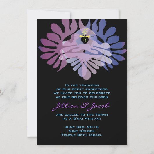 Dove of Peace B'nai Mitzvah Bar Bat Invitation Kaart (Voorkant)