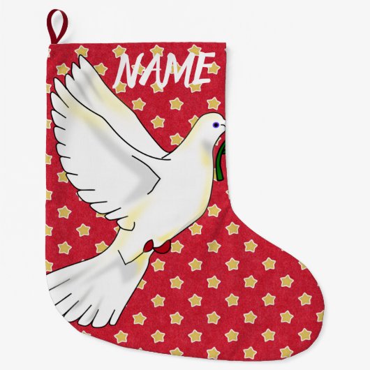 DOVE OF PEACE Christmas Stocking NAAM Grote Kerstsok (Voorkant)