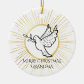 Dove of Peace Editable Grandma Black Gold White Keramisch Ornament (Voorkant)