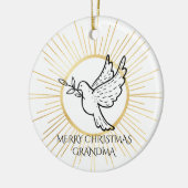 Dove of Peace Editable Grandma Black Gold White Keramisch Ornament (Links)