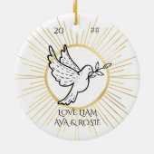 Dove of Peace Editable Grandma Black Gold White Keramisch Ornament (Achterkant)
