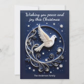 Dove of Peace Elegant Faux Papercraft Kerstmis Feestdagenkaart (Voorkant)