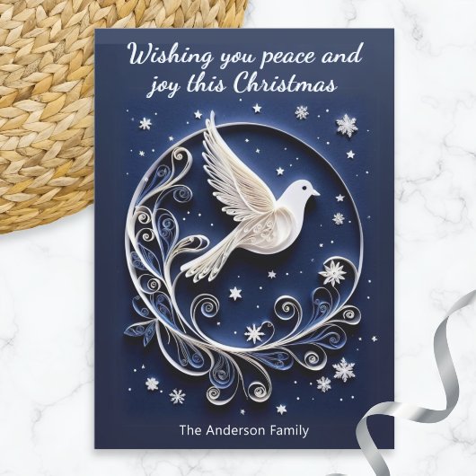 Dove of Peace Elegant Faux Papercraft Kerstmis Feestdagenkaart