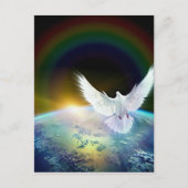 Dove of Peace Heilige Geest over Aarde met Regenbo Briefkaart (Voorkant)