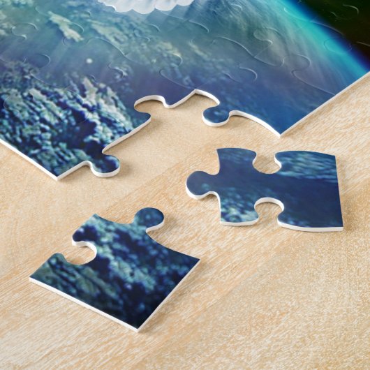 Dove of Peace Heilige Geest over Aarde met Regenbo Legpuzzel (Zijkant)