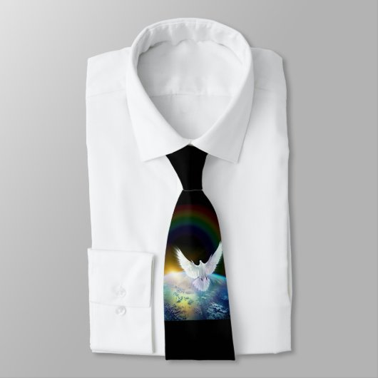 Dove of Peace Heilige Geest over Aarde met Regenbo Stropdas (Gebonden)
