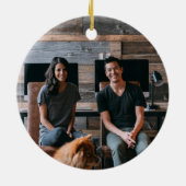 Dove of Peace Kerstfoto Keramisch Ornament (Achterkant)