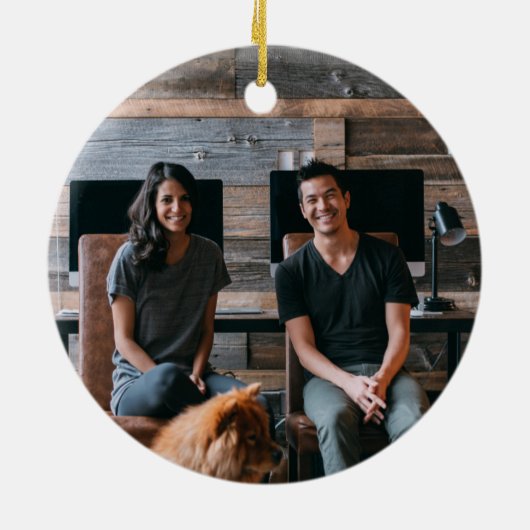 Dove of Peace Kerstfoto Keramisch Ornament (Achterkant)