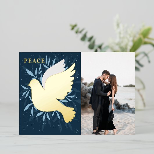 Dove of Peace Kerstmis Folie Holiday Kaart (Staand Voorkant)