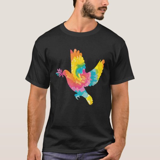 Dove of Peace kleurrijke Duif T-shirt (Voorkant)