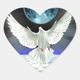 Dove of Peace over Earth from Space Hart Sticker