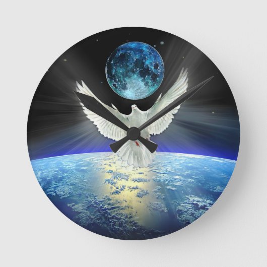 Dove of Peace over Earth from Space Ronde Klok (Voorkant)