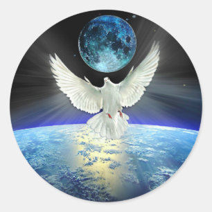 Dove of Peace over Earth from Space Ronde Sticker