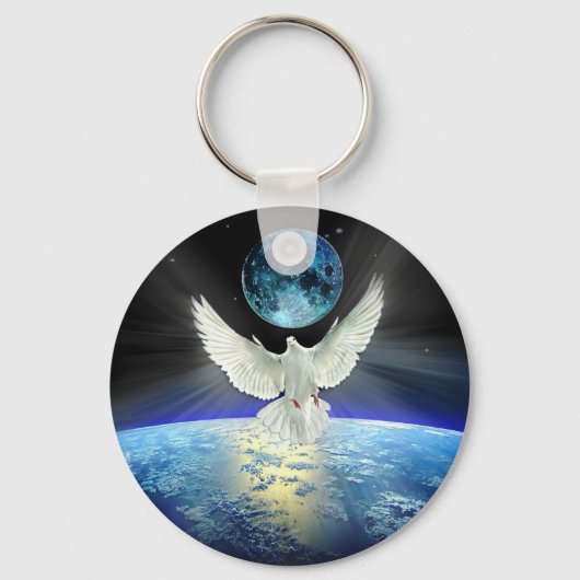Dove of Peace over Earth from Space Sleutelhanger (Voorkant)