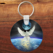 Dove of Peace over Earth from Space Sleutelhanger (Voorkant)