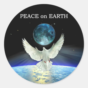 Dove of Peace over Planet Earth Classic Round Stic Ronde Sticker