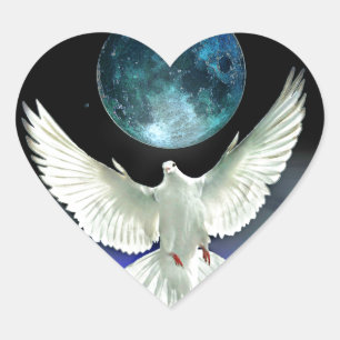 Dove of Peace over Planet Earth Hart Sticker