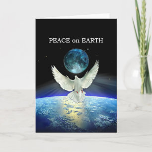 Dove of Peace over Planet Earth Holiday Card Feestdagen Kaart