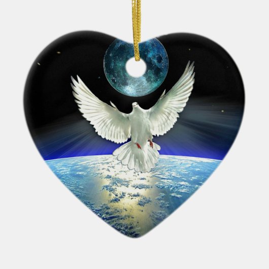 Dove of Peace over Planet Earth Keramisch Ornament (Voorkant)